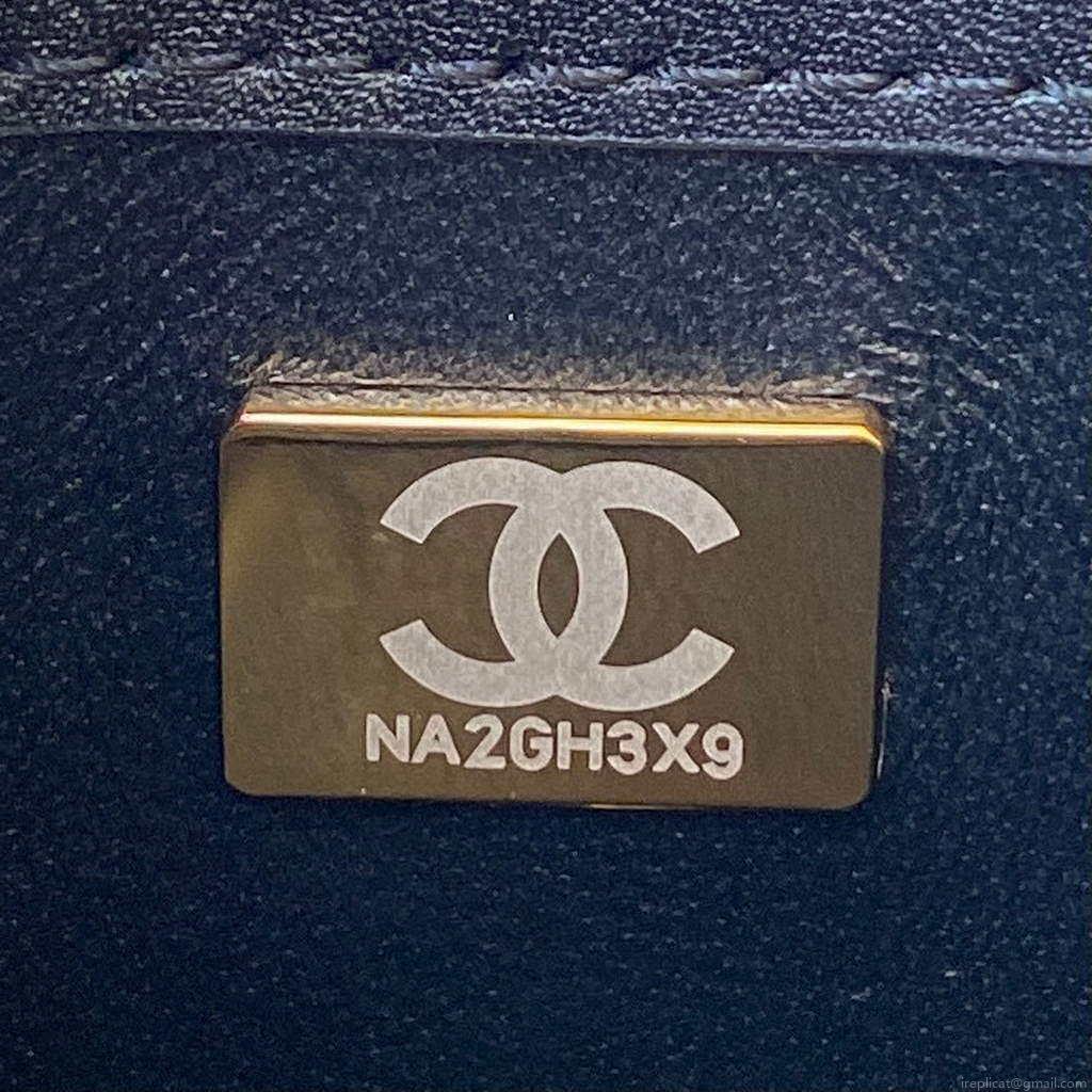 Chanel CC AS2681 Flap Bag With top Handle Calfskin Black