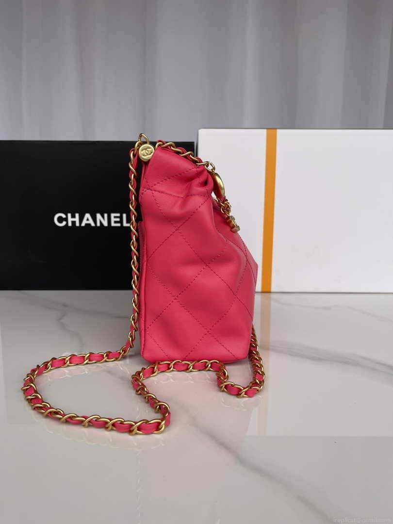 Chanel AS3793 Small Bucket Bag Lambskin Resin & Gold-Tone Metal Red