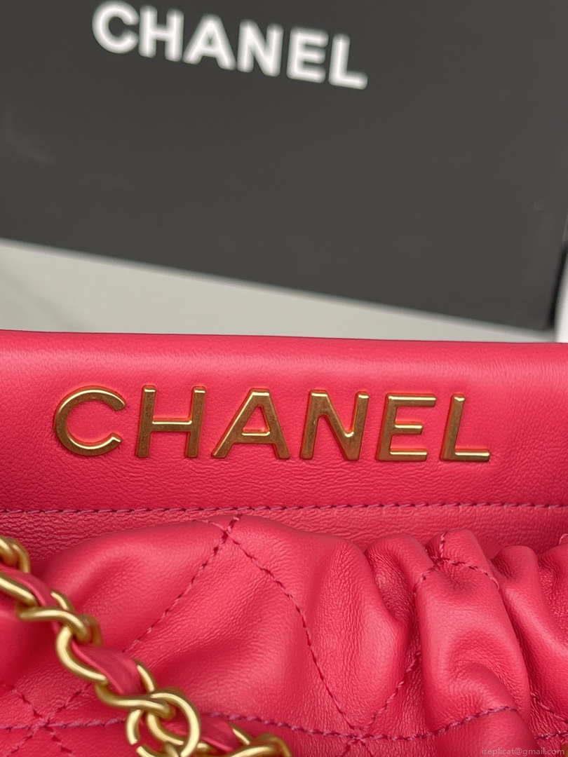 Chanel AS3793 Small Bucket Bag Lambskin Resin & Gold-Tone Metal Red