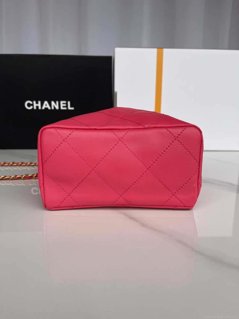 Chanel AS3793 Small Bucket Bag Lambskin Resin & Gold-Tone Metal Red