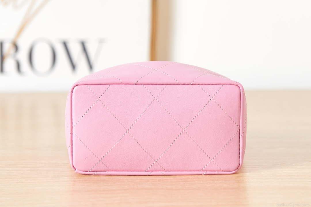 Chanel AS3793 Small Bucket Bag Lambskin Resin & Gold-Tone Metal Pink