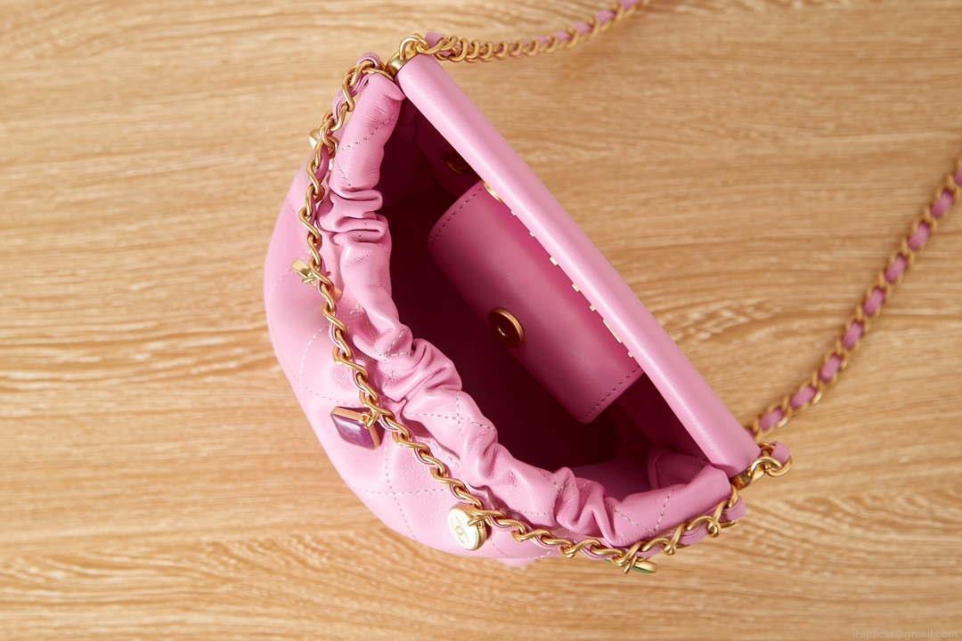 Chanel AS3793 Small Bucket Bag Lambskin Resin & Gold-Tone Metal Pink
