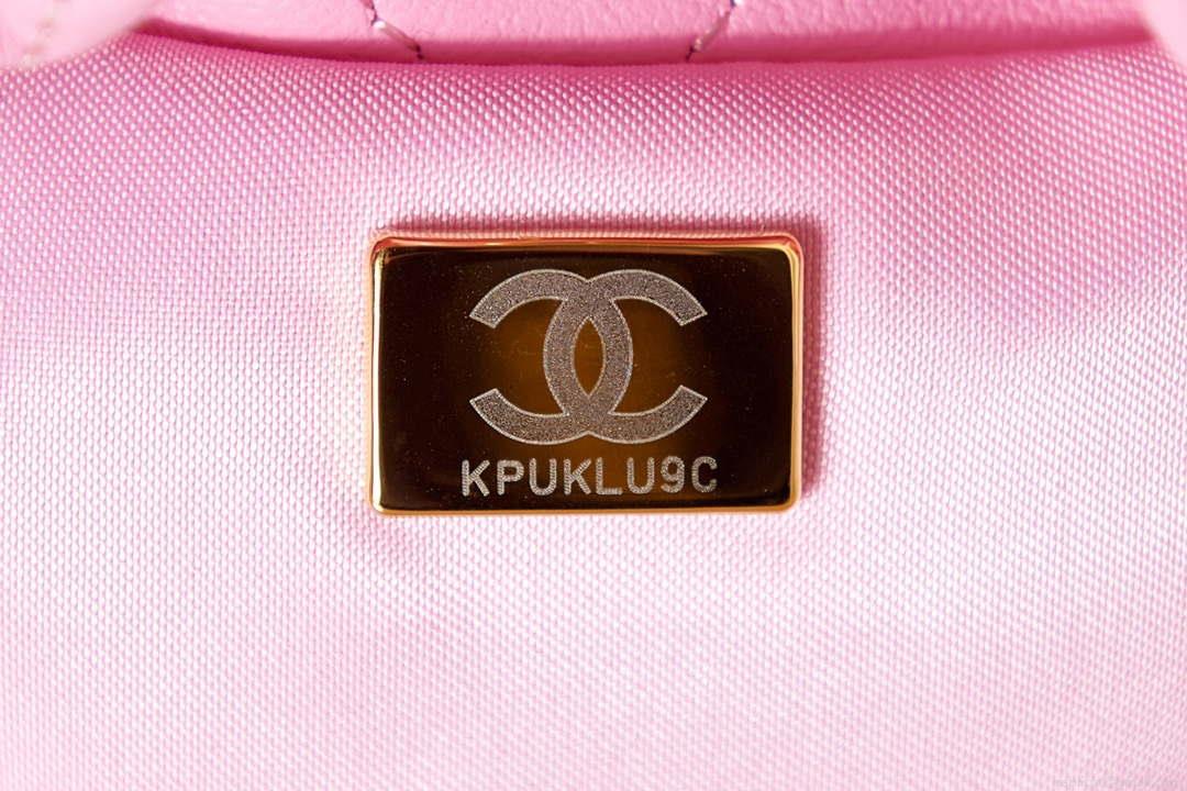 Chanel AS3793 Small Bucket Bag Lambskin Resin & Gold-Tone Metal Pink