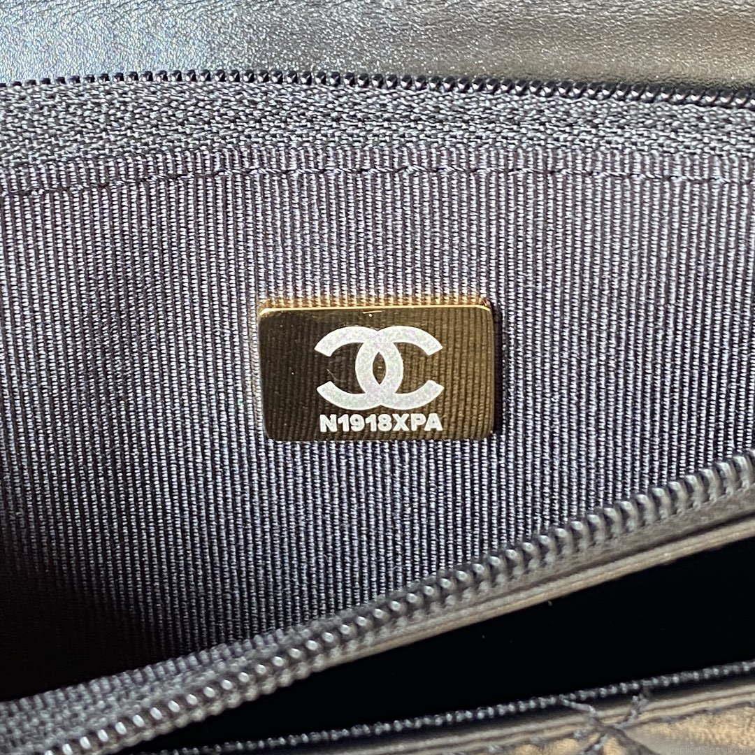 Chanel AP3240 Flap Bag With Top Handle Lambskin & Gold-Tone Metal Black