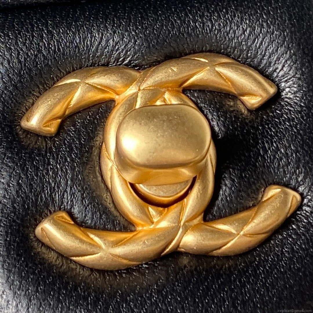 Chanel AS3973 Small Vanity Case Lambskin bag with top handle Black Gold