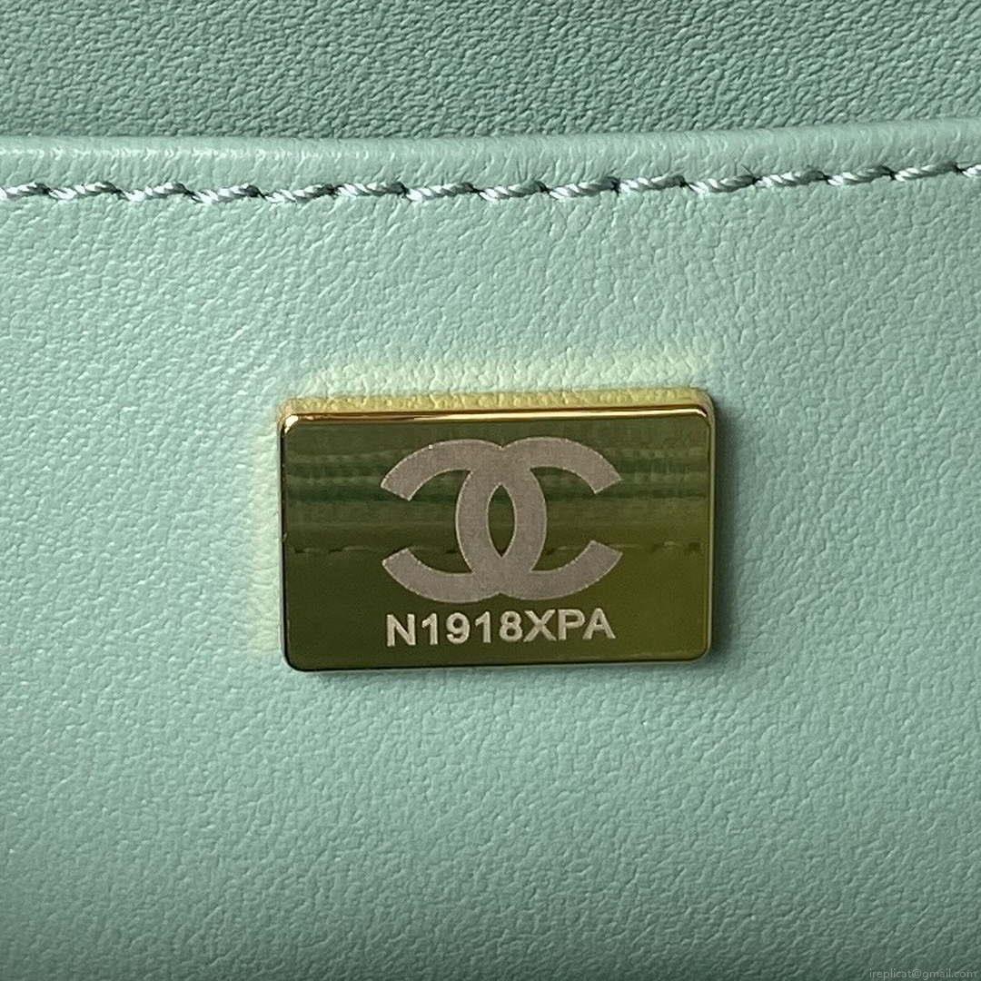 Chanel AS3973 Small Vanity Case Tweed Lambskin & Gold Metal Green & White