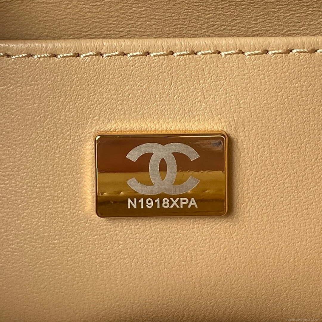 Chanel AS3973 Small Vanity Case Tweed Lambskin & Gold Metal Yellow & White