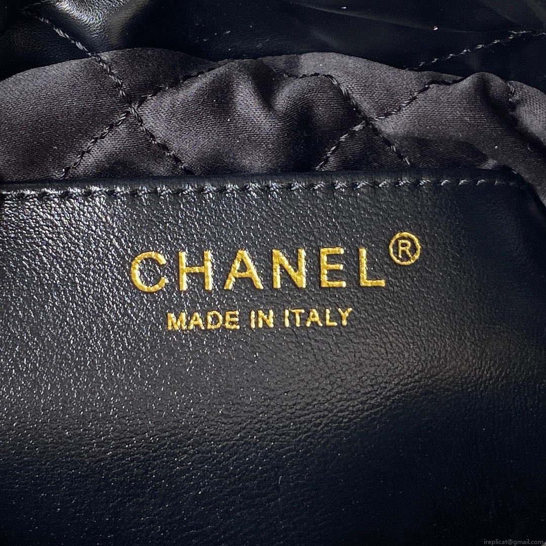 Chanel 22 Mini Handbag AS3980 Shiny Calfskin & Gold-Tone Metal Black