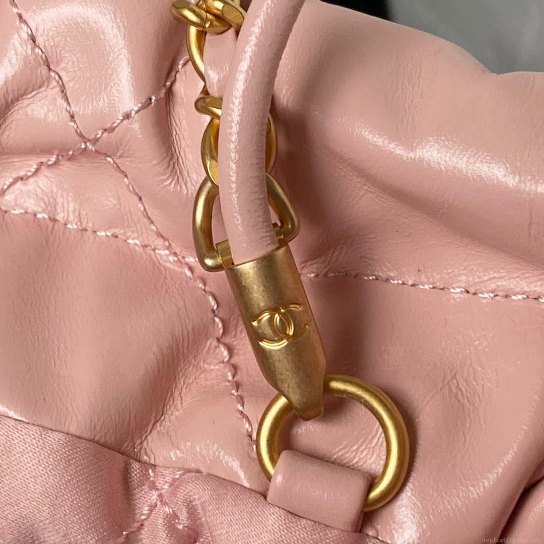 Chanel 22 Mini Handbag AS3980 Shiny Calfskin & Gold-Tone Metal Pink