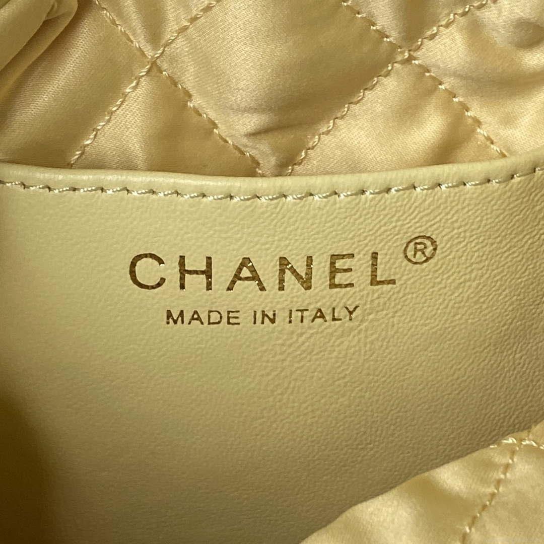 Chanel 22 Mini Handbag AS3980 Shiny Calfskin & Gold-Tone Metal Yellow