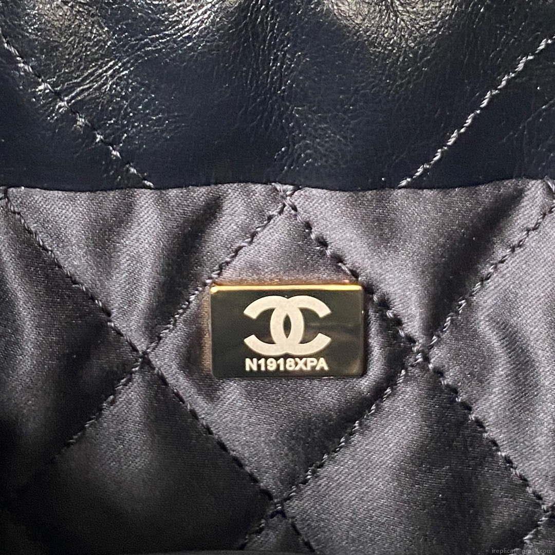 Chanel AS3980 22 Mini Handbag Shiny Crumpled Calfskin & Gold-Tone Metal Black