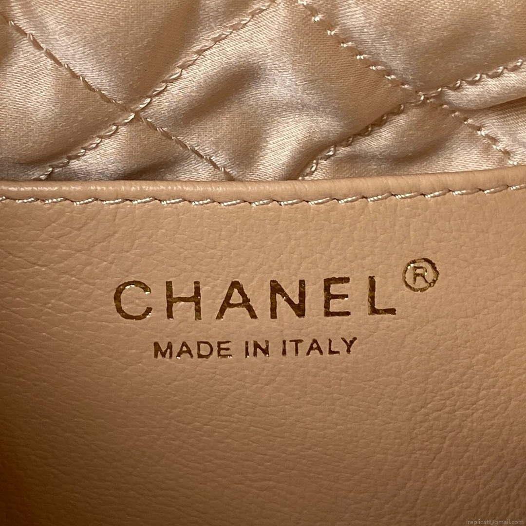 Chanel AS3980 22 Mini Handbag Shiny Calfskin & Gold-Tone Metal White