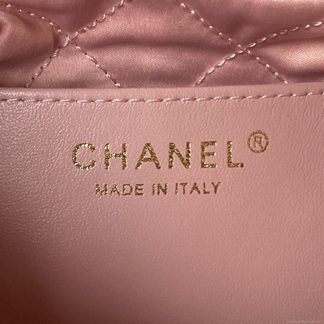 Chanel AS3980 22 Mini Handbag Shiny Calfskin & Gold-Tone Metal Pink