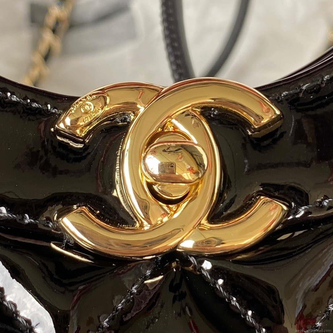 Chanel AS4133 mini Bi-color Chain patent leather Bag Black