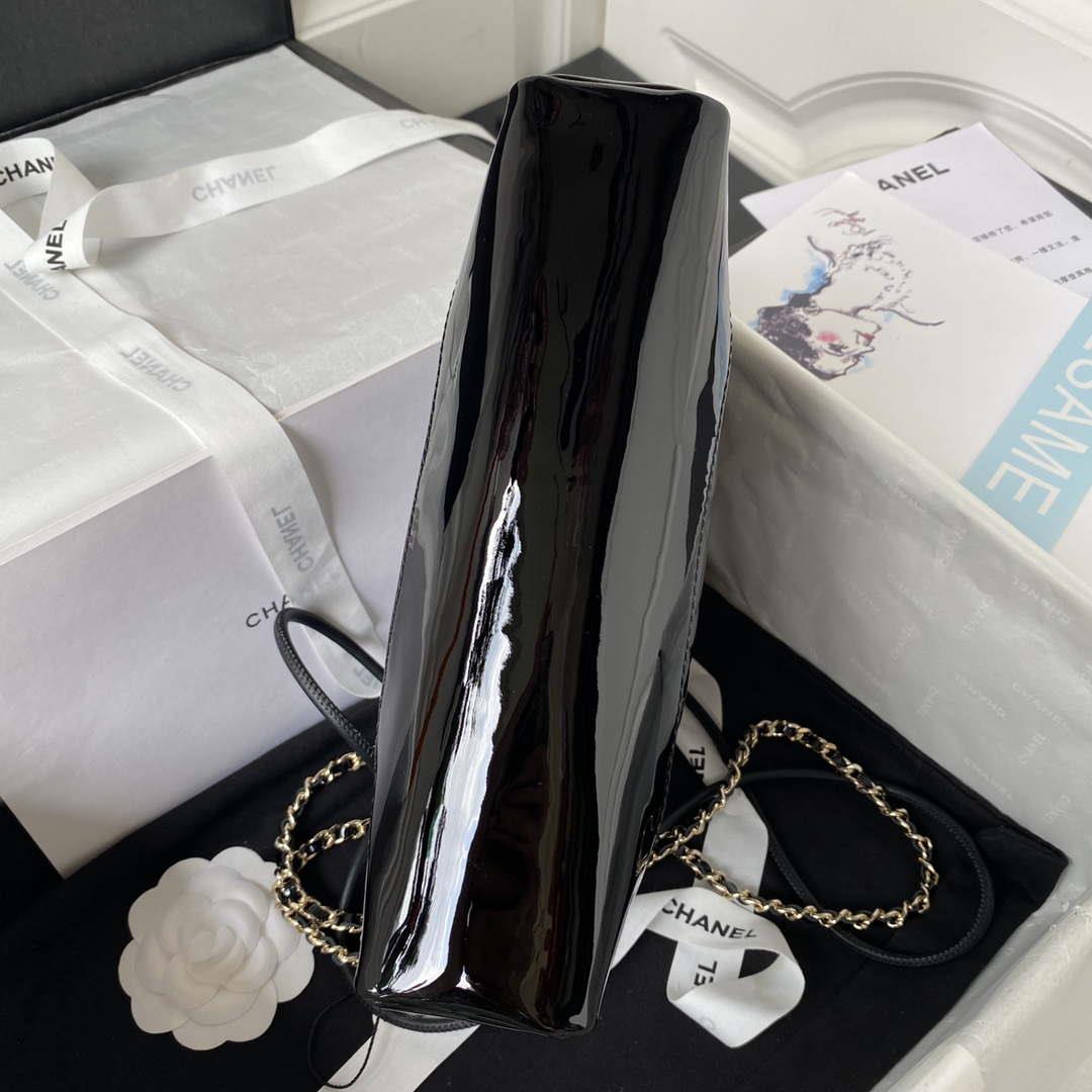 Chanel AS4133 mini Bi-color Chain patent leather Bag Black