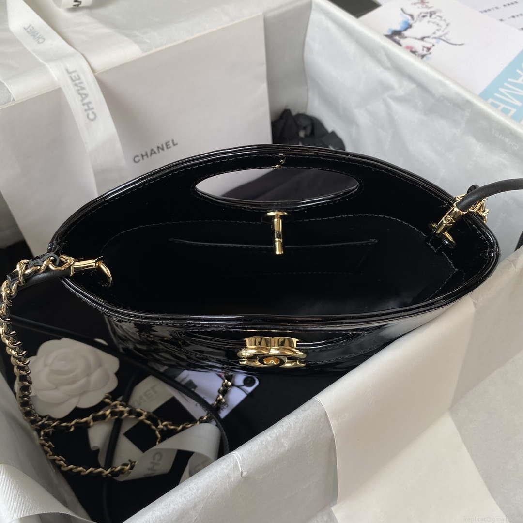 Chanel AS4133 mini Bi-color Chain patent leather Bag Black