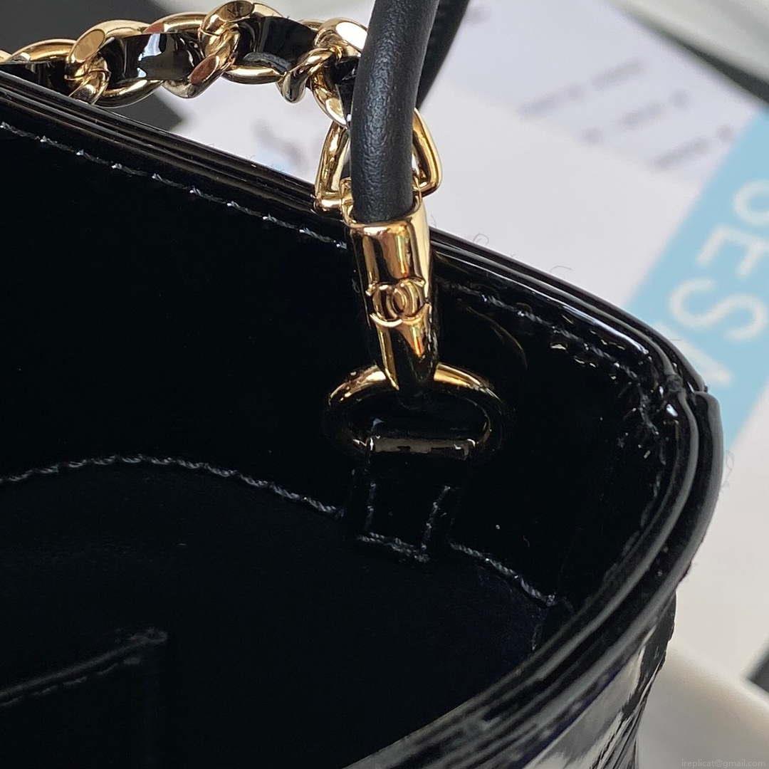 Chanel AS4133 mini Bi-color Chain patent leather Bag Black
