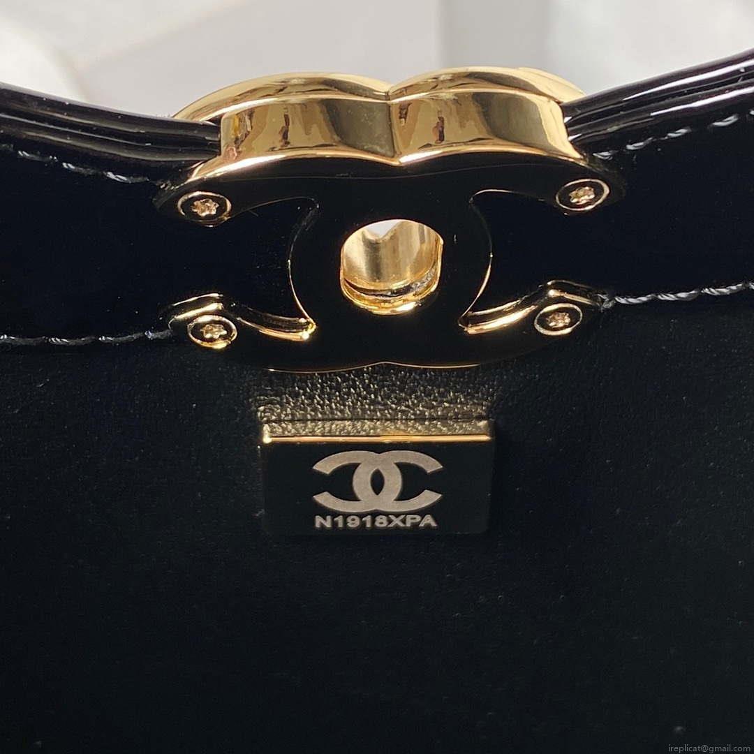 Chanel AS4133 mini Bi-color Chain patent leather Bag Black