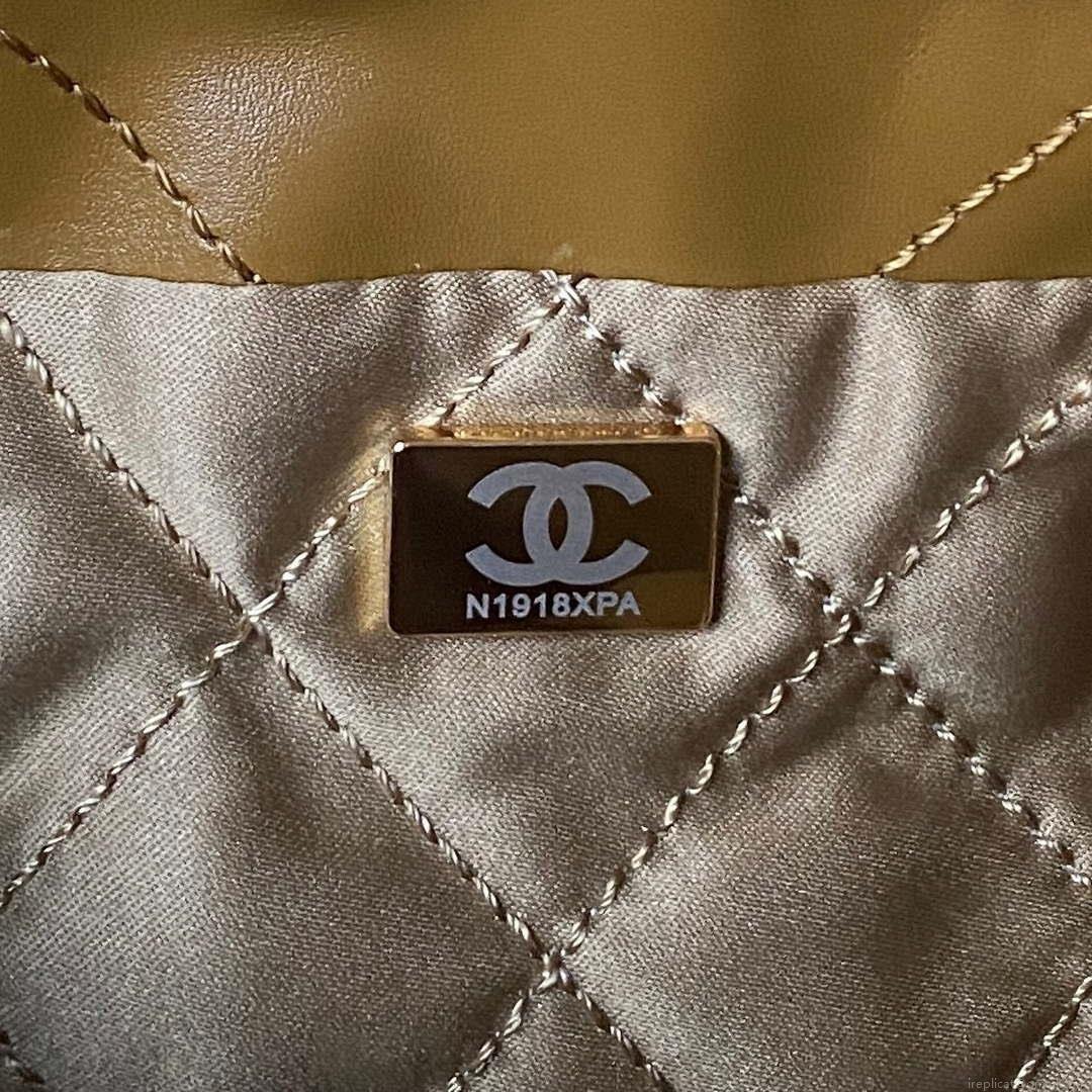 Chanel 22 Mini Handbag AS3980 Shiny Calfskin & Gold-Tone Metal Marigold