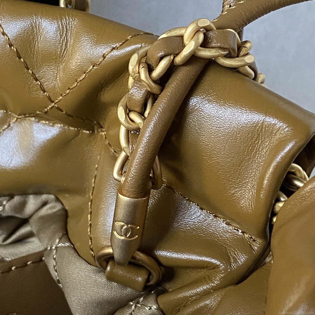 Chanel 22 Mini Handbag AS3980 Shiny Calfskin & Gold-Tone Metal Marigold