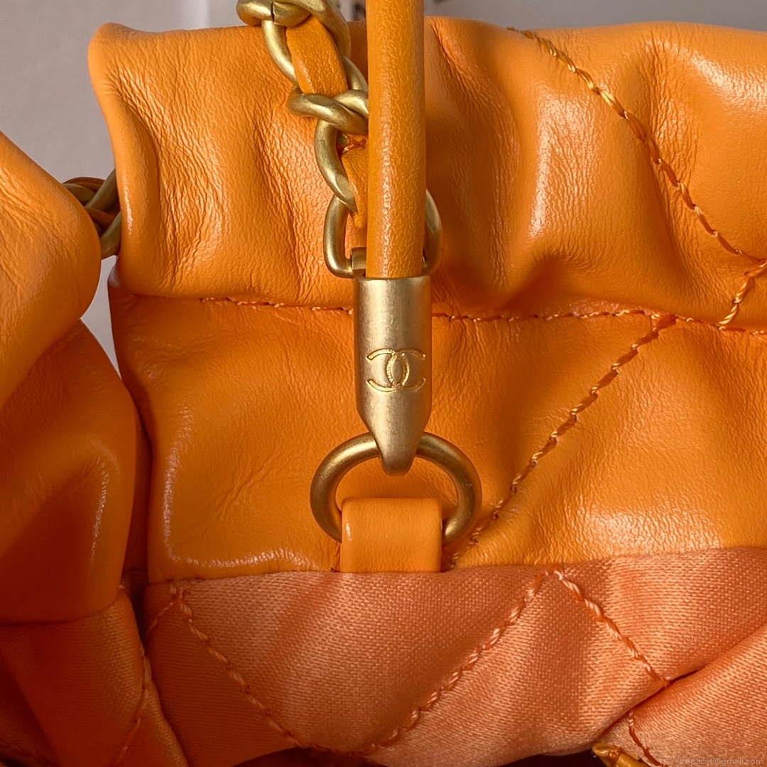 Chanel 22 Mini Handbag AS3980 Shiny Calfskin & Gold-Tone Metal Orange