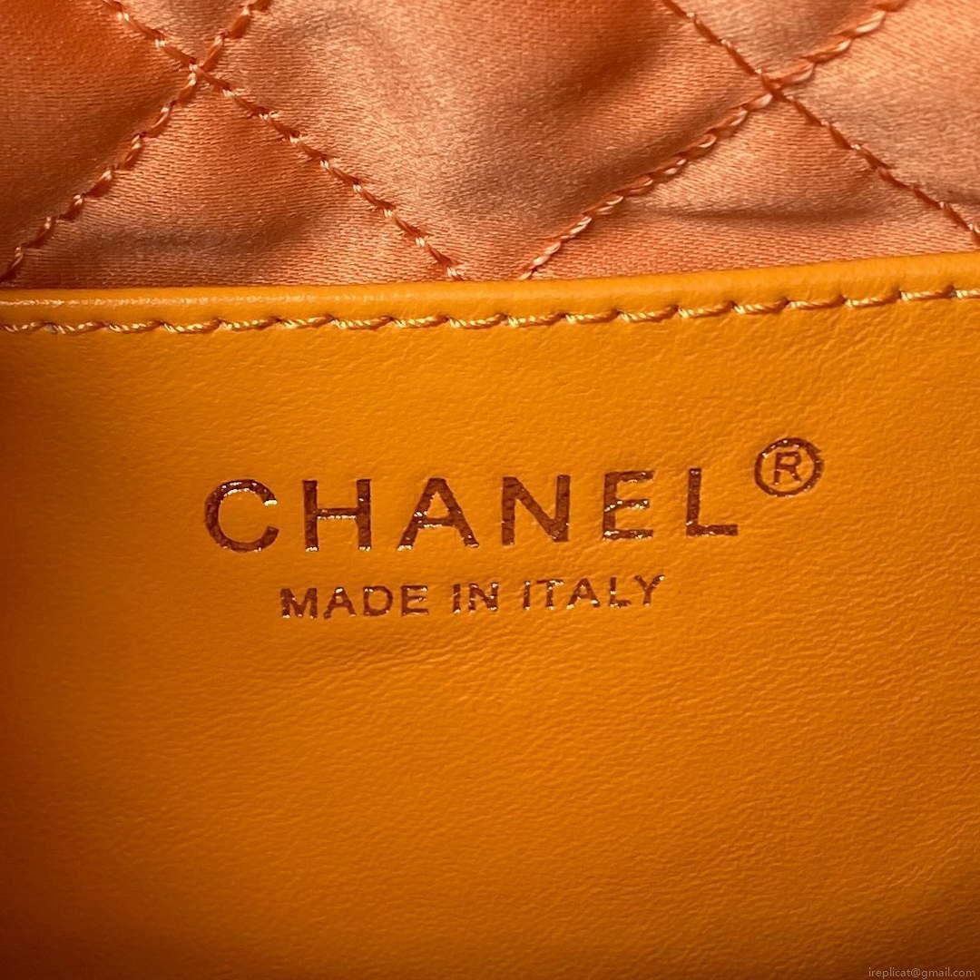 Chanel 22 Mini Handbag AS3980 Shiny Calfskin & Gold-Tone Metal Orange