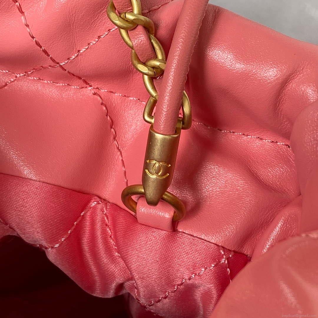 Chanel 22 Mini Handbag AS3980 Shiny Calfskin & Gold-Tone Metal Rose Pink