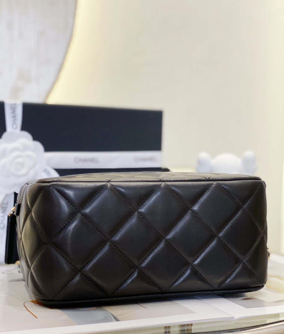 Chanel AS4198 MINI BOWLING BAG Lambskin & Wenge Wood Black