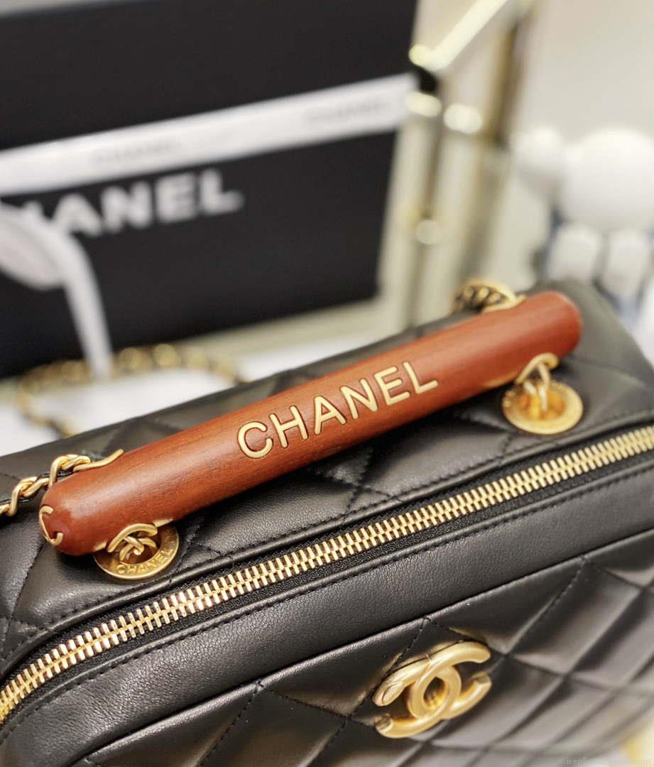 Chanel AS4198 MINI BOWLING BAG Lambskin & Wenge Wood Black