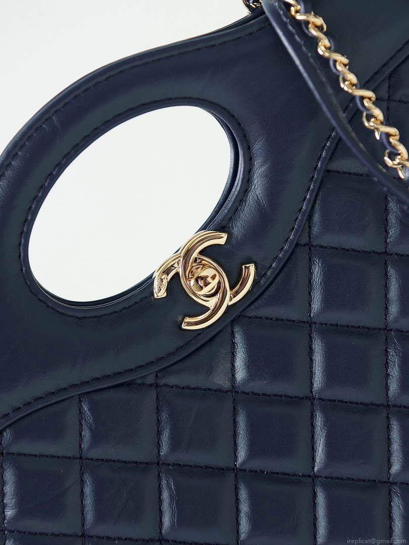 Chanel 31 mini Shopping Chain Lambskin leather AS4133 Bag Navy Blue