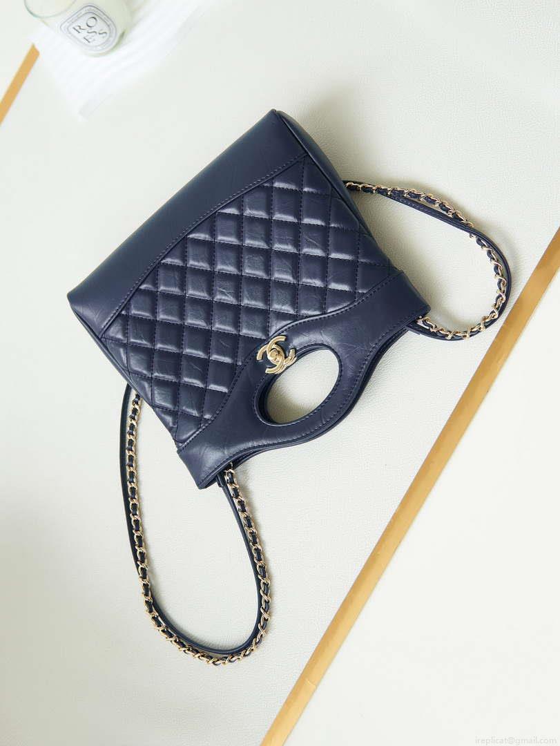 Chanel 31 mini Shopping Chain Lambskin leather AS4133 Bag Navy Blue