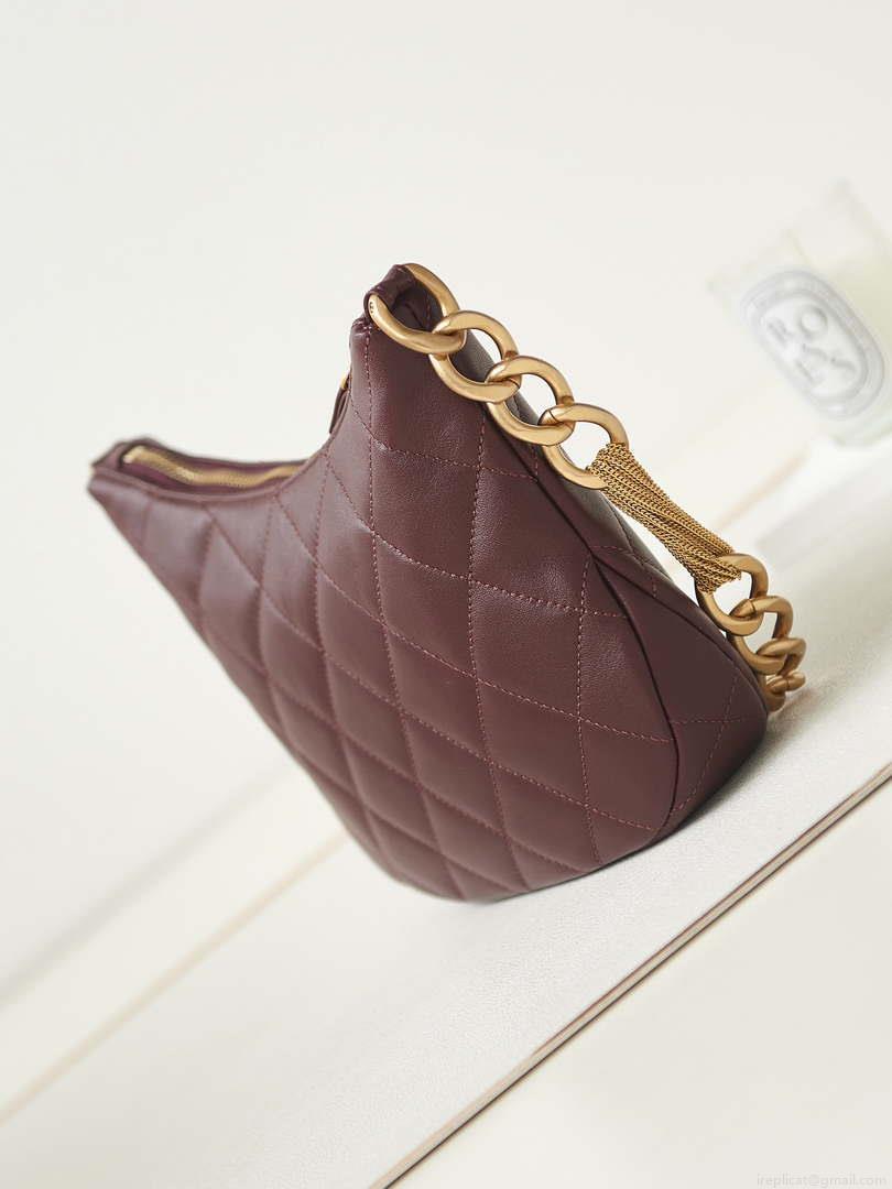Chanel AS4220 HOBO Handbag Lambskin Wine Red