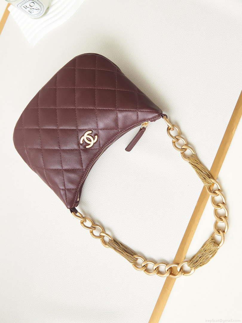 Chanel AS4220 HOBO Handbag Lambskin Wine Red