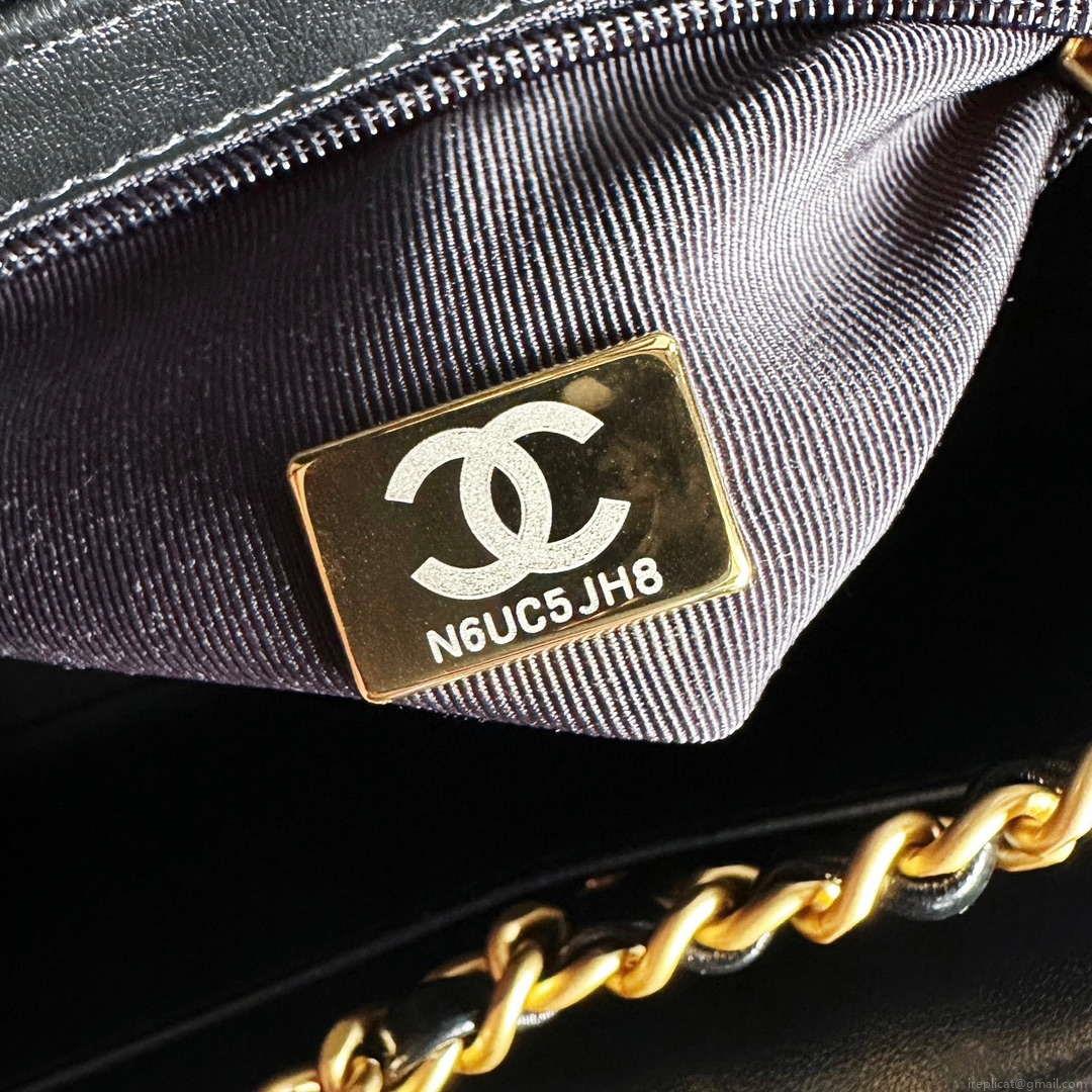 Chanel AS4416 Mini Shopping Bag shiny aged Calfskin gold tone metal Black