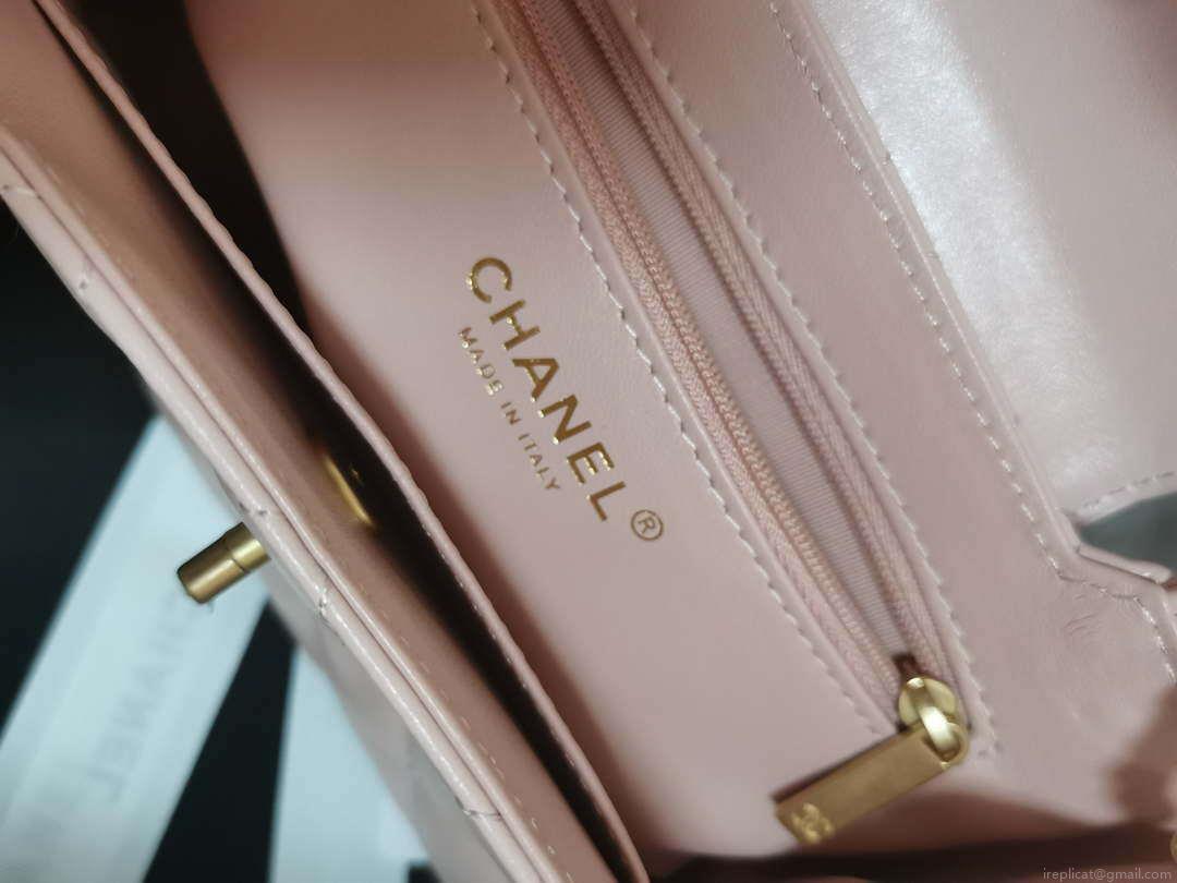 Chanel AS4416 Mini Shopping Bag shiny aged Calfskin gold tone metal Light Pink