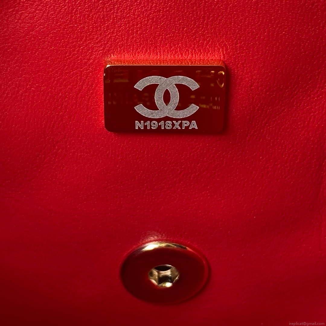 Chanel 23K AS2431 Mini flap Lambskin bag with top handle Red