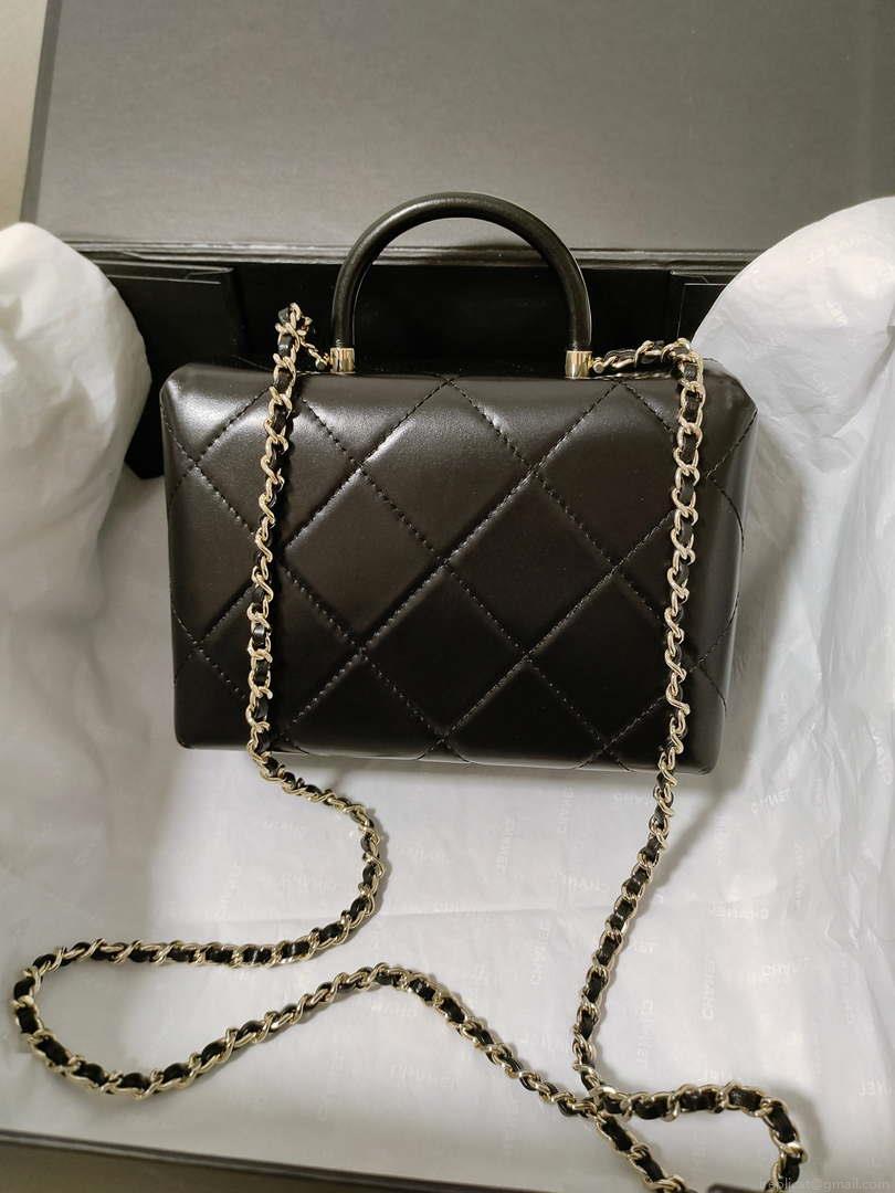 Chanel AS4469 Small BOX Bag Shiny Calfskin & Gold-Tone Metal Black