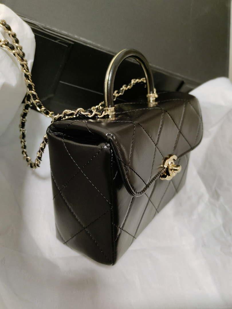 Chanel AS4469 Small BOX Bag Shiny Calfskin & Gold-Tone Metal Black