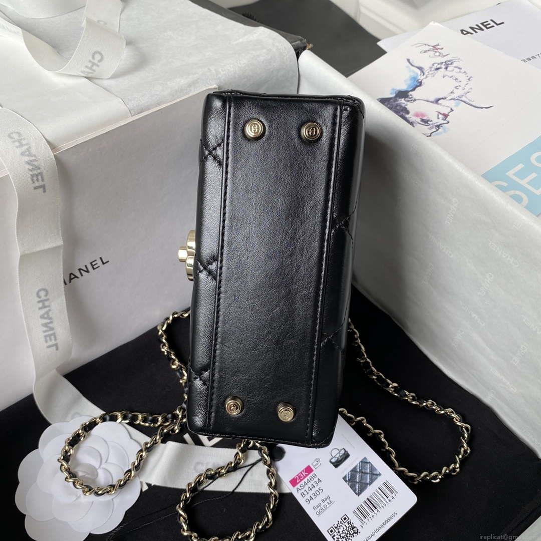 Chanel AS4469 Mini BOX Bag Shiny Calfskin & Gold-Tone Metal Black