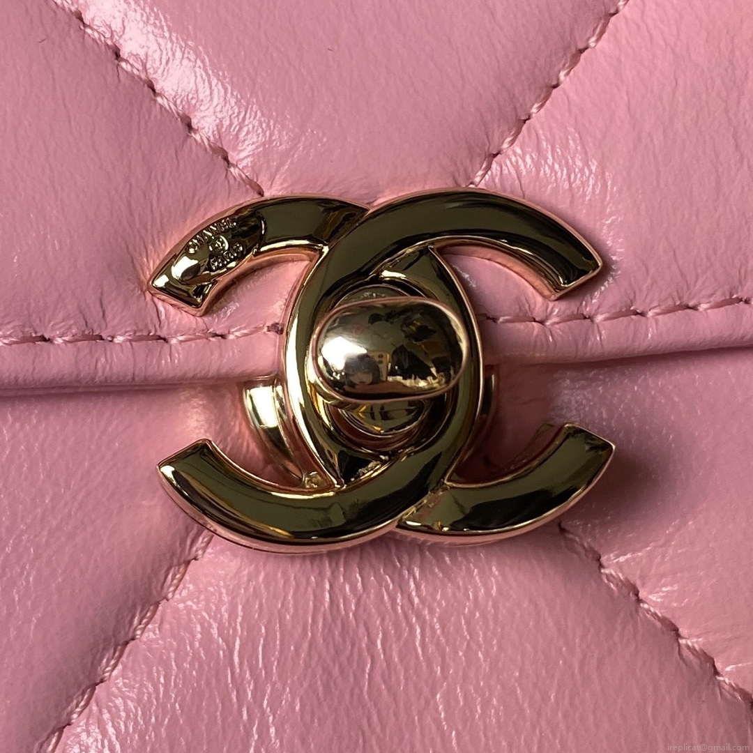 Chanel AS4469 Mini BOX Bag Shiny Calfskin & Gold-Tone Metal Pink