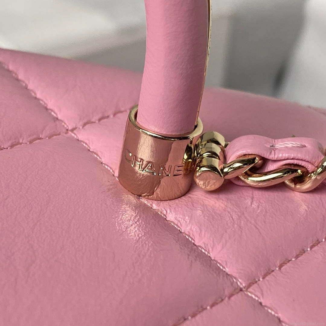 Chanel AS4469 Mini BOX Bag Shiny Calfskin & Gold-Tone Metal Pink