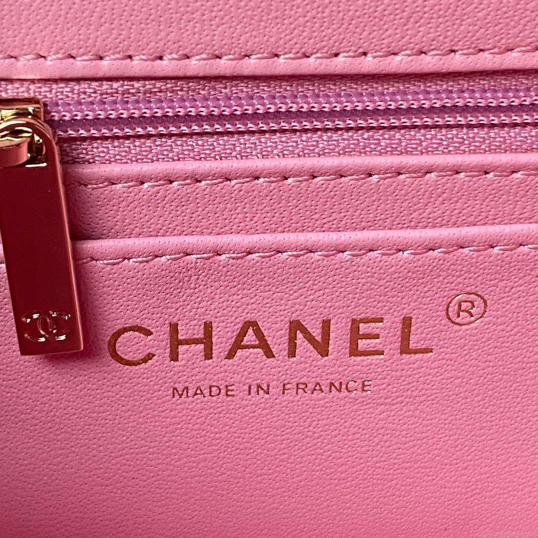 Chanel AS4469 Mini BOX Bag Shiny Calfskin & Gold-Tone Metal Pink