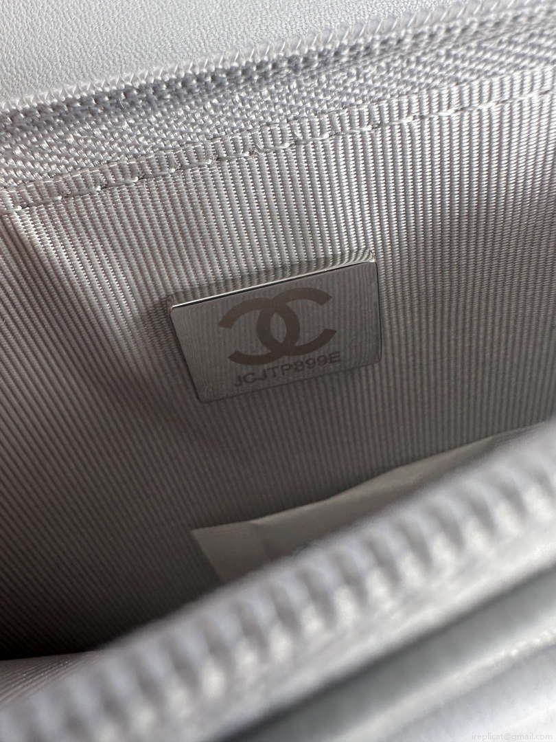 Chanel AP3267 19 Wallet on Chain Woc Shiny Lambskin Gray