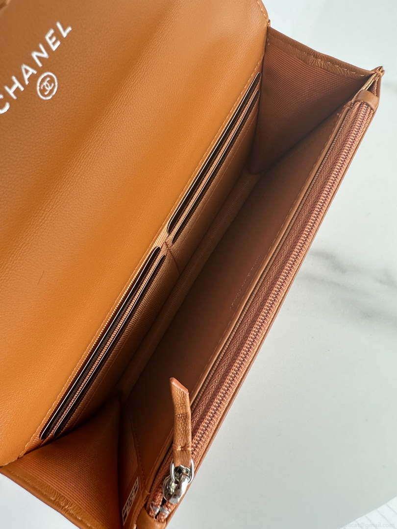 Chanel AP3267 19 Wallet on Chain Woc Shiny Lambskin Brown
