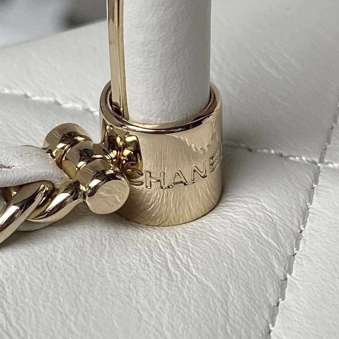 Chanel AS4469 Small BOX Bag Shiny Calfskin & Gold-Tone Metal White