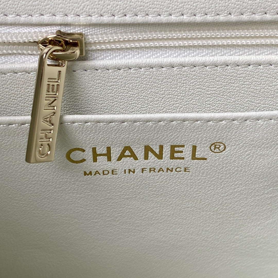 Chanel AS4469 Small BOX Bag Shiny Calfskin & Gold-Tone Metal White