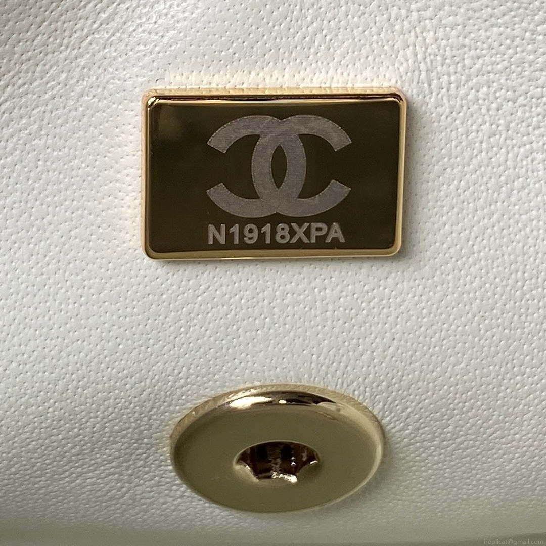 Chanel AS4469 Small BOX Bag Shiny Calfskin & Gold-Tone Metal White