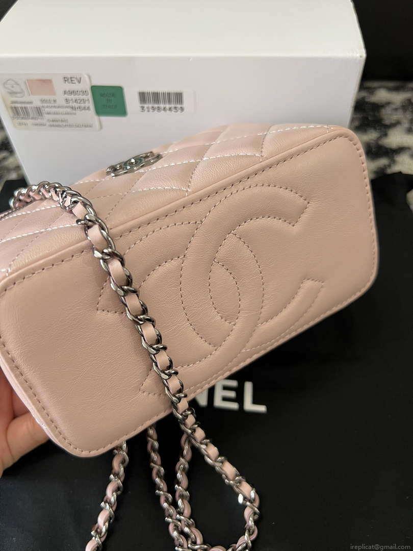 Chanel AP3593 Shiny Crumpled Calfskin Strass & Ruthenium-Finish Metal Pink