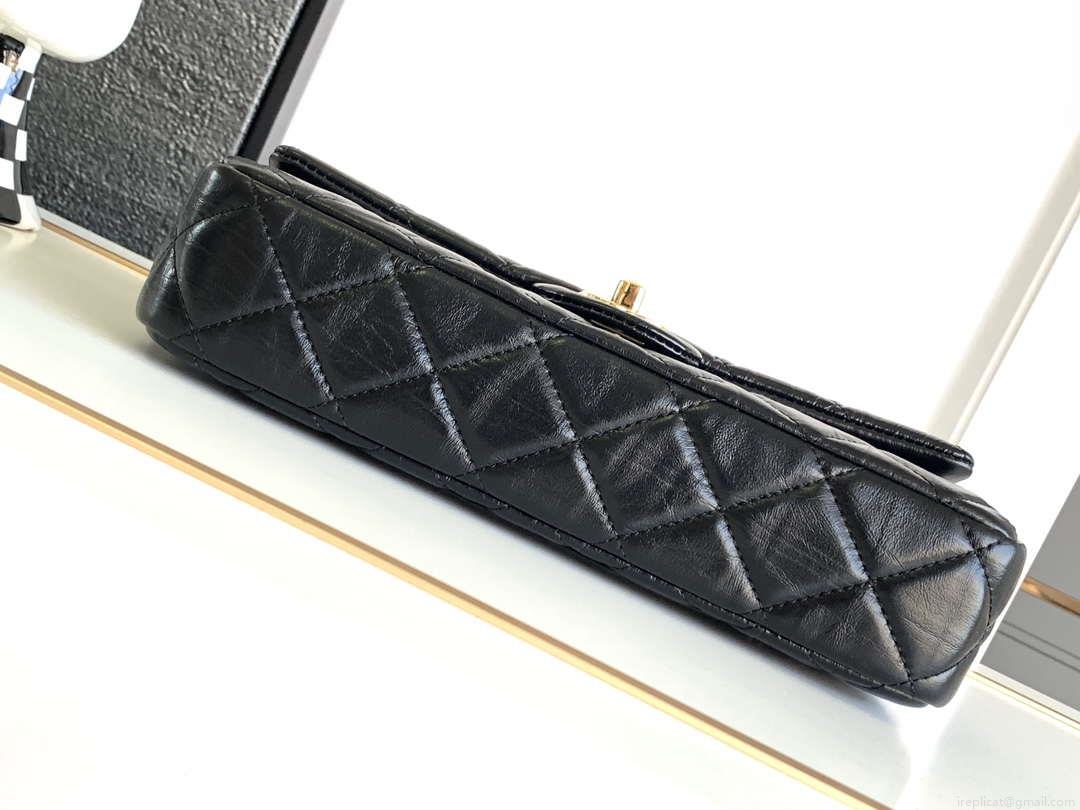 Chanel AS4199 Clutch Lambskin Gold tone Metal Black