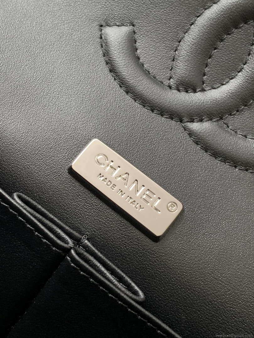 Chanel A01112 Flap Classic Handbag Gray denim beaded sequin bag